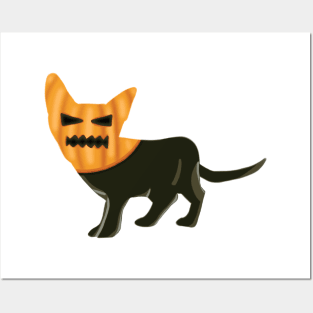 Halloween pumpkin cat ghost Posters and Art